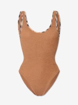 Faye Swimsuit in Metallic Cocoa - Women, Nylon | Burberry&amp;reg; Official