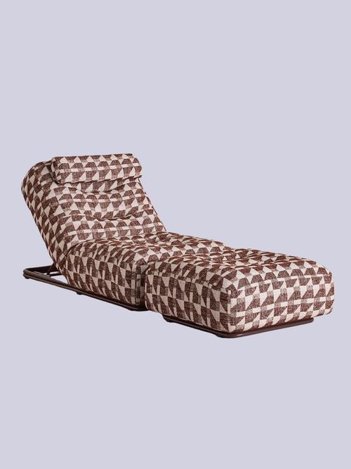 Celia Outdoor Sunlounger, Geometric, Maroon