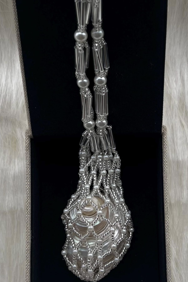 Purpose Pearl, Beaded Mesh Necklace