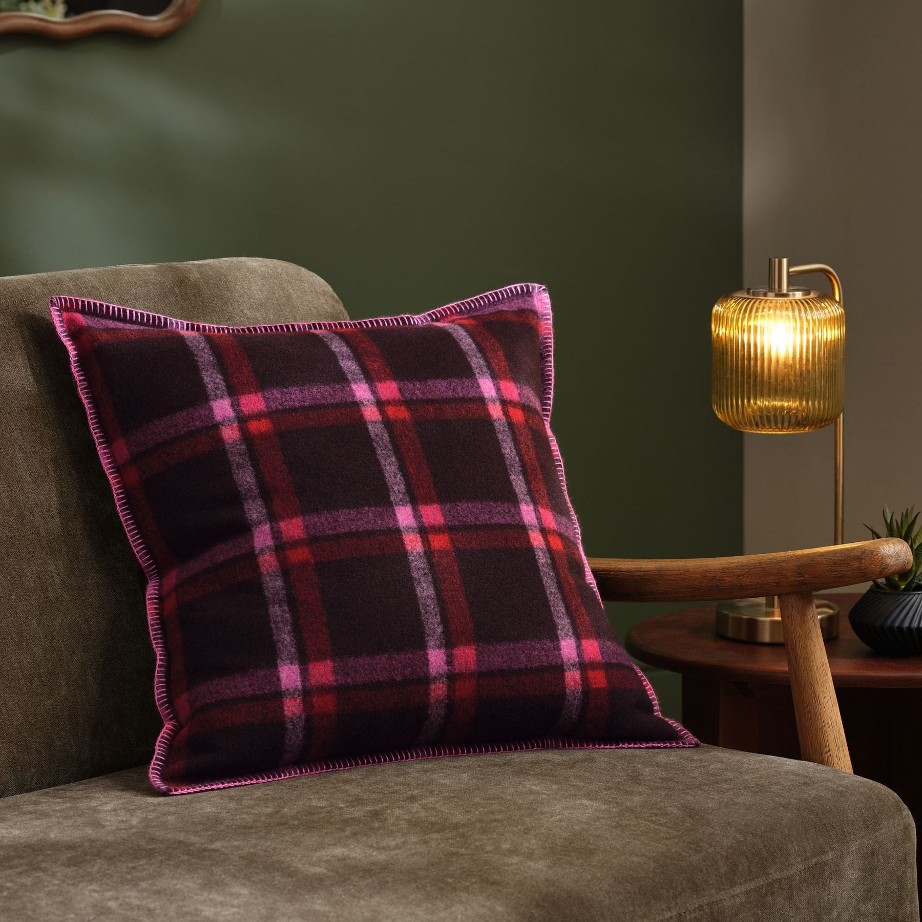 Plum Purple 50 X 50cm Check Cushion