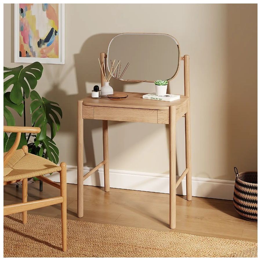 Dunelm, Otis 1 Drawer Compact Dressing Table With Mirror