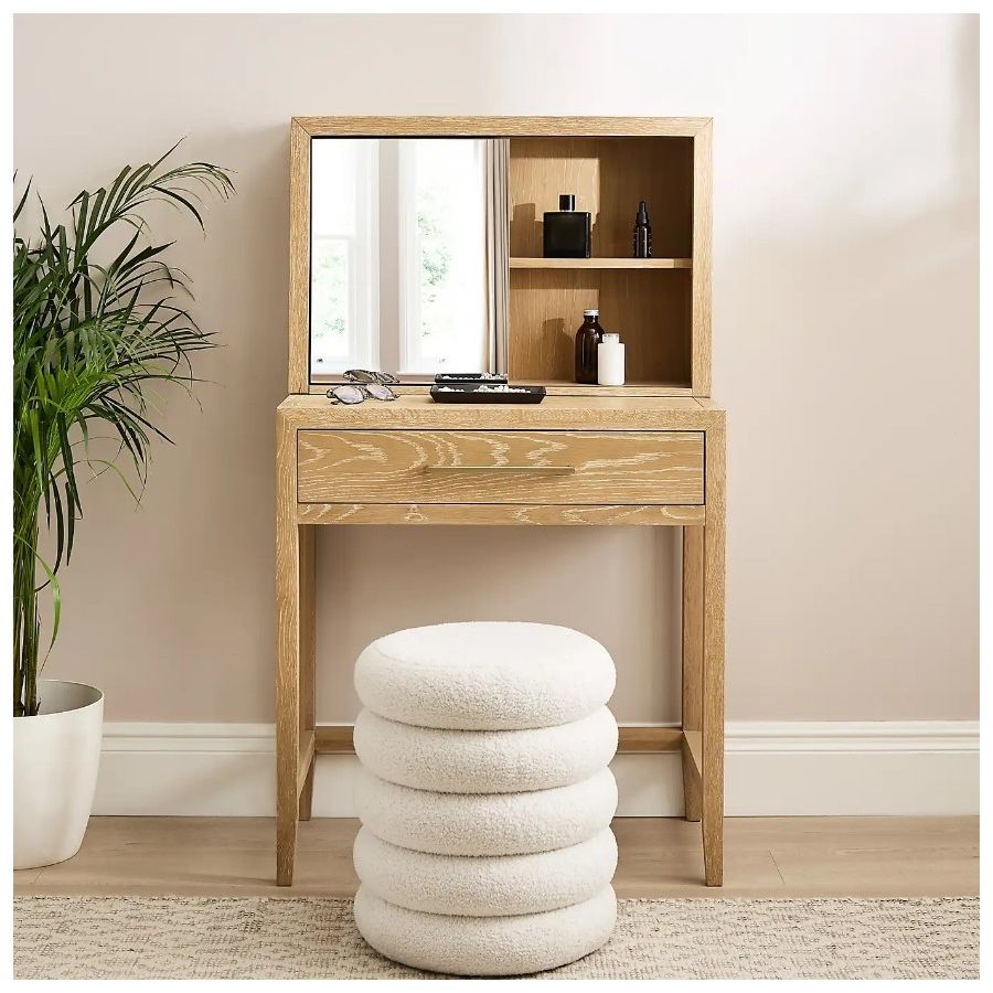Dunelm, Holden 1 Drawer Compact Dressing Table With Mirror