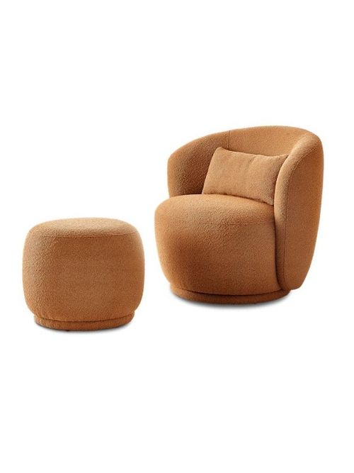 Avery Performance Boucl&eacute; Swivel Armchair With Footstool