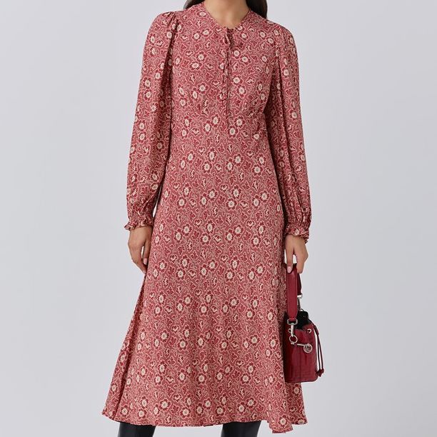 Stella Floral Crepe Tie Front Midi Dress