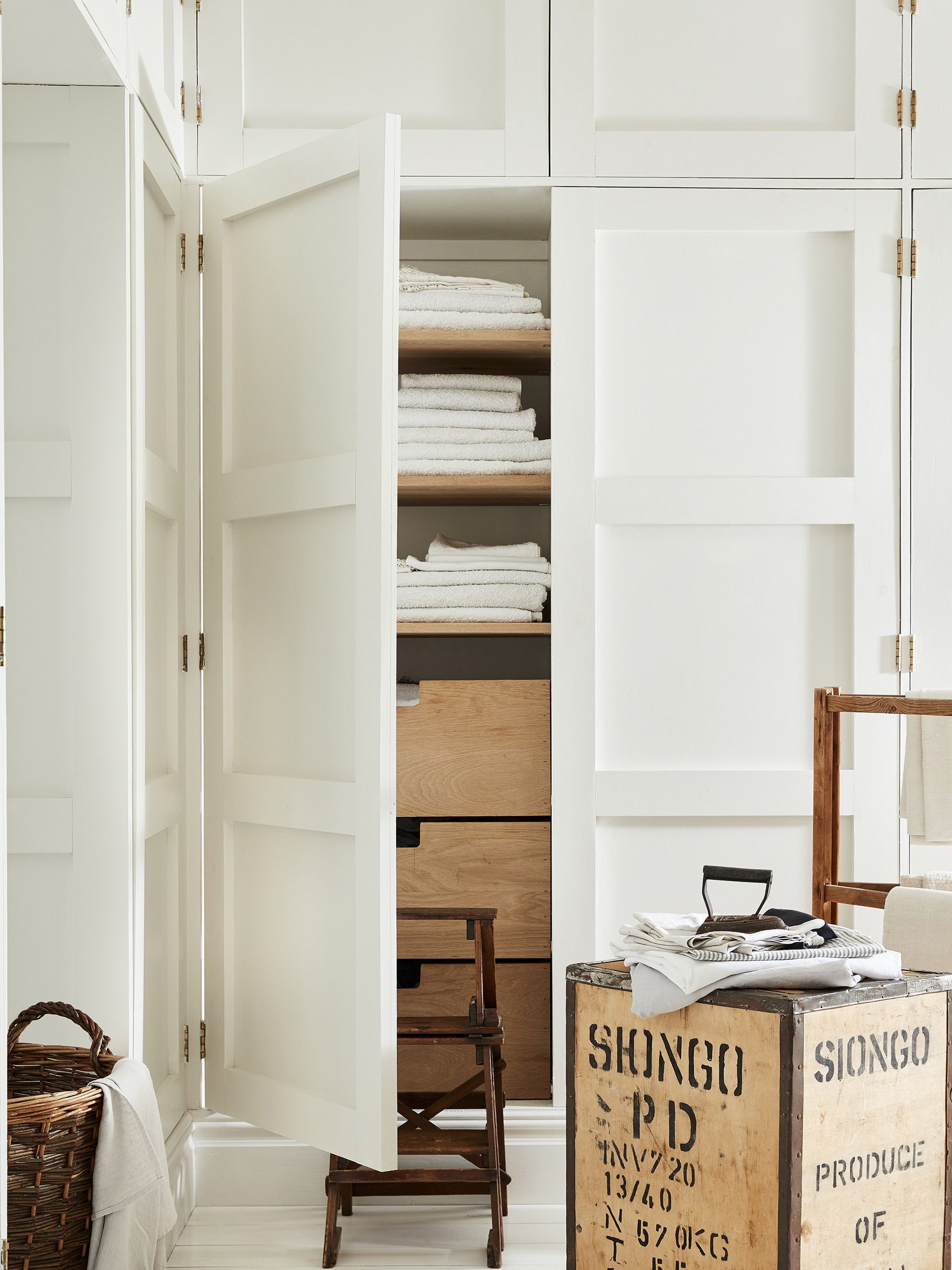 a room with white walls
