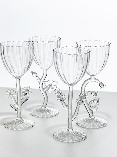 Handmade Borosilicate Wine Glass Botanica