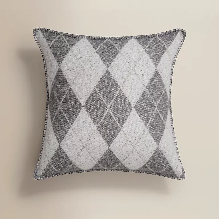 Grey argyle pattern cushion