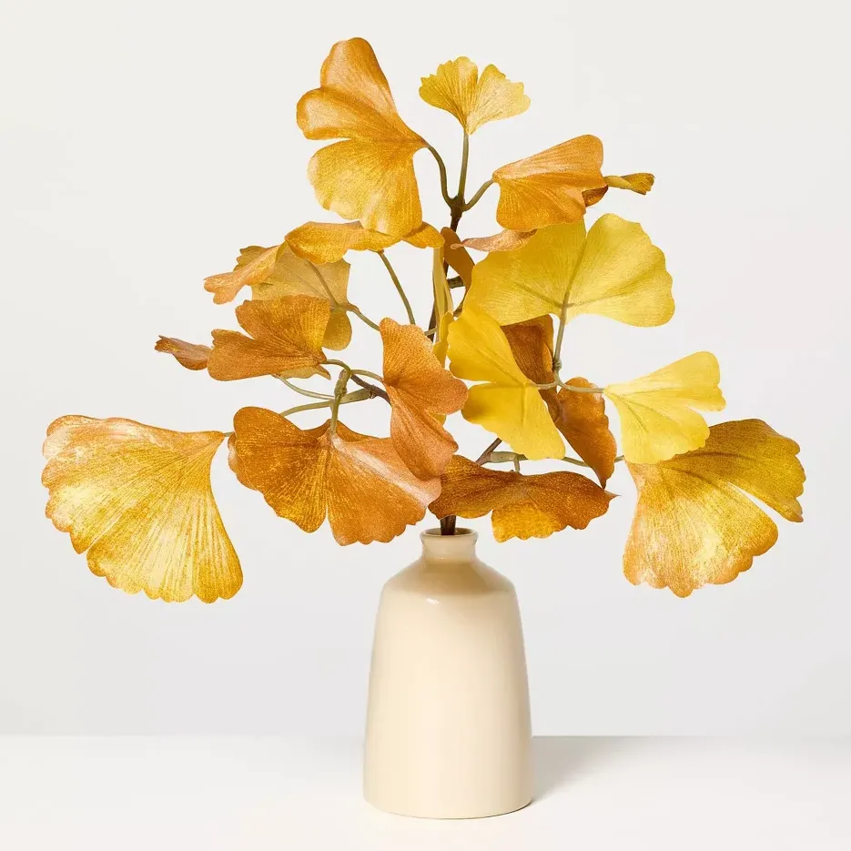 11" Mini Yellow Gingko in Ceramic Vase Arrangement - Hearth &amp;amp; Hand&amp;trade; With Magnolia