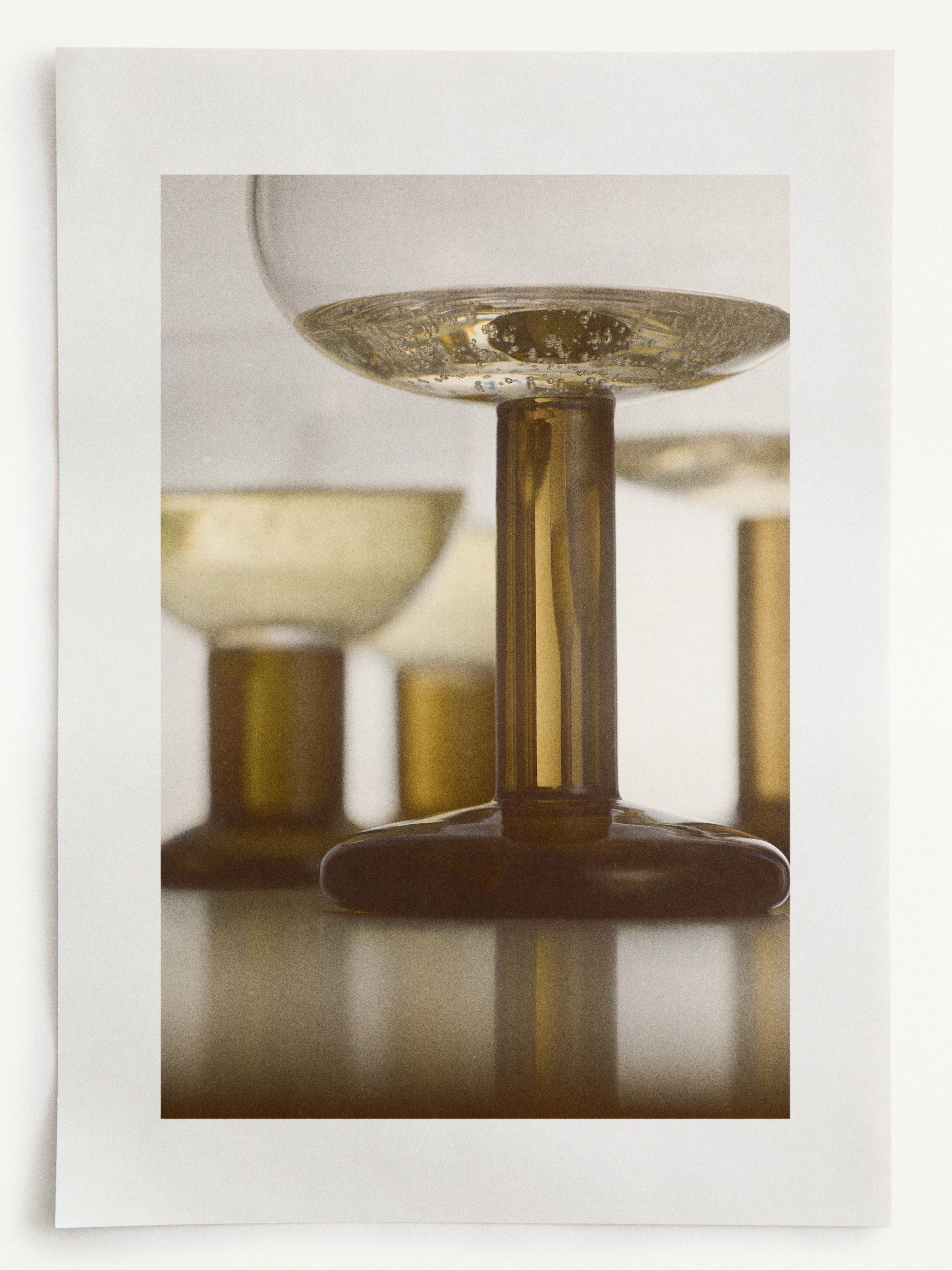 Hand-Blown Coupe Glasses in Transparent/Olive Green, Set of 2