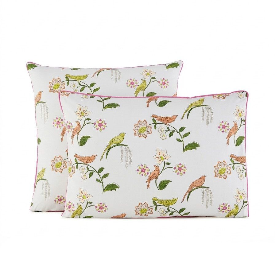 La Redoute, Nora Bird Floral Print Cotton Percale Pillowcase