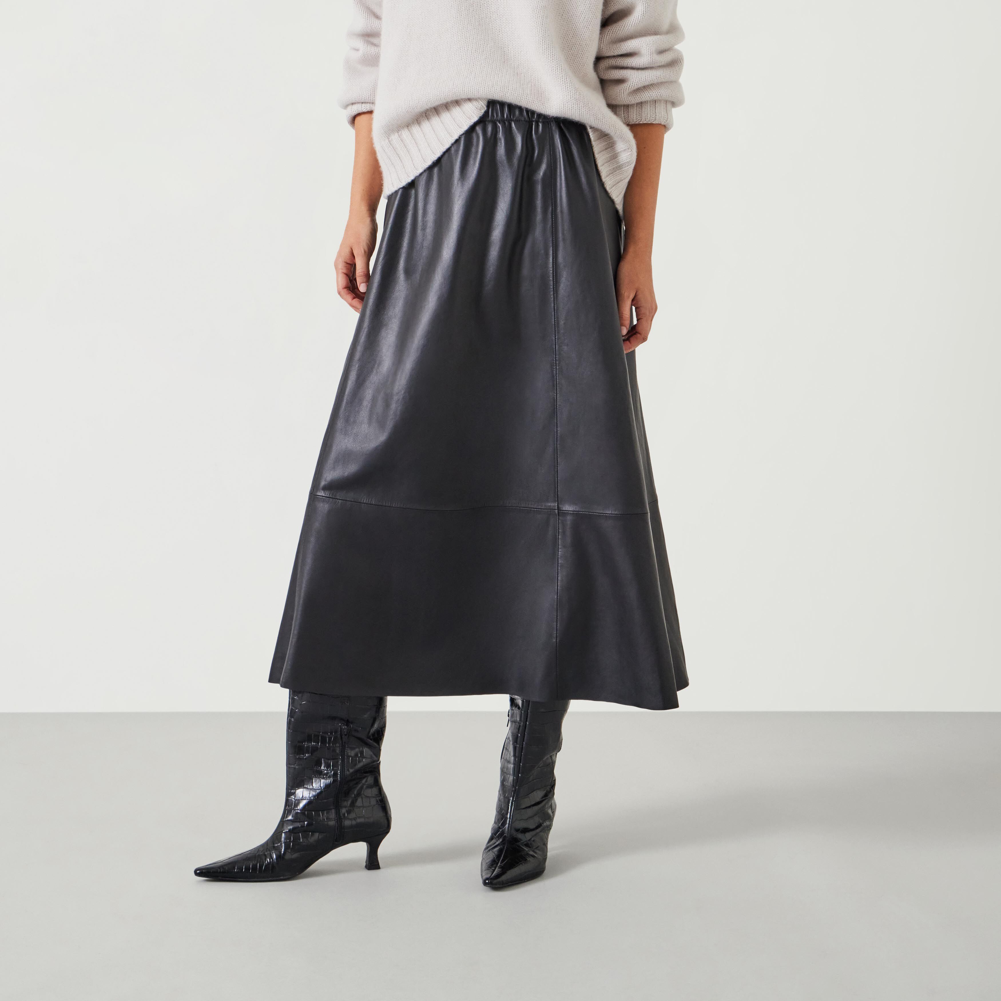 Agatha Leather Midi Skirt