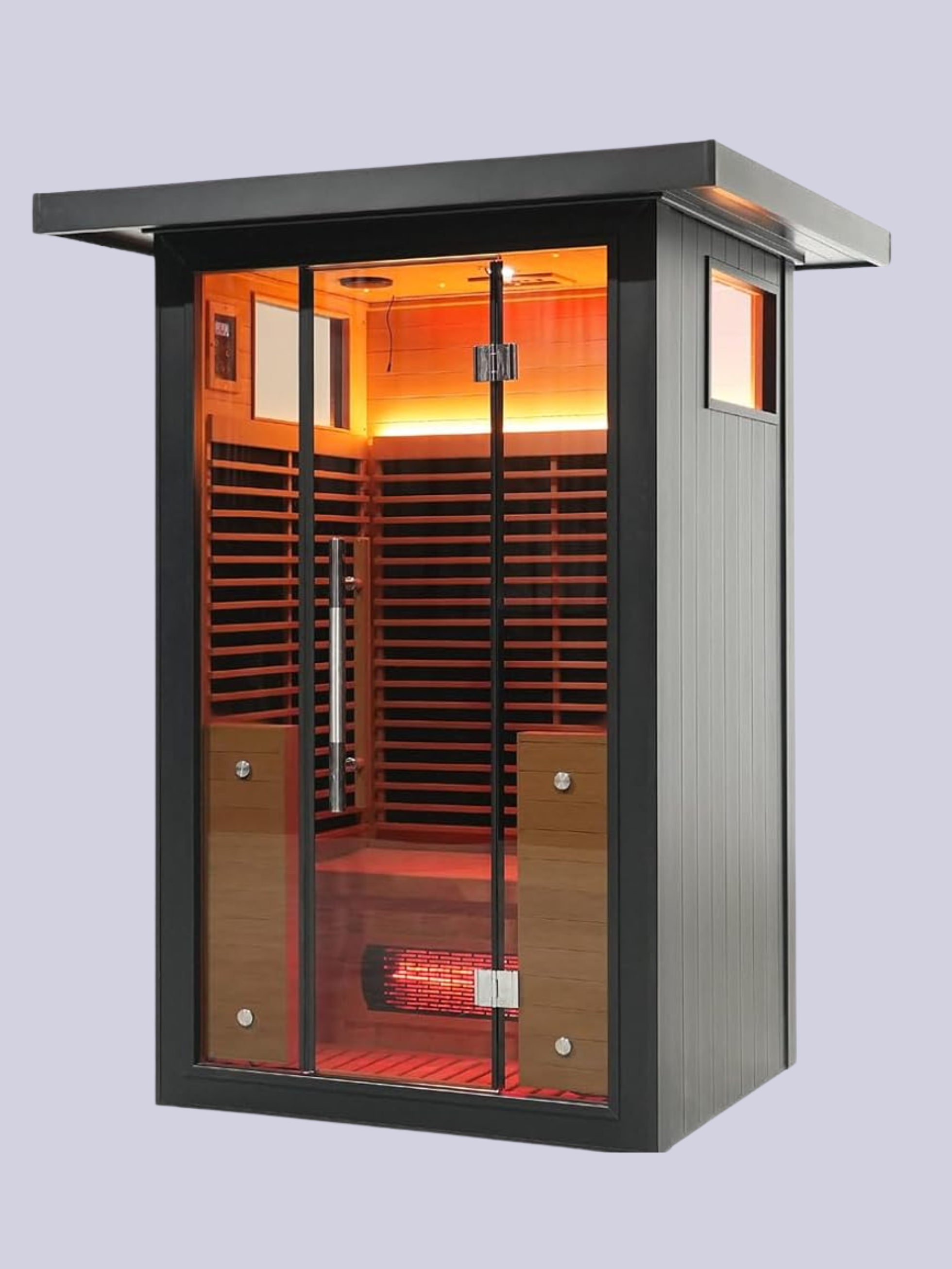 Amocane Outdoor Infrared Sauna With Wifi Control,1-2 Person Far Infrared Sauna Spa With Remote Control, Canadian Hemlcok Wood Dry Sauna With 7 Carbon Heaters, Backyard Saunas for Home &amp;amp; Gym
