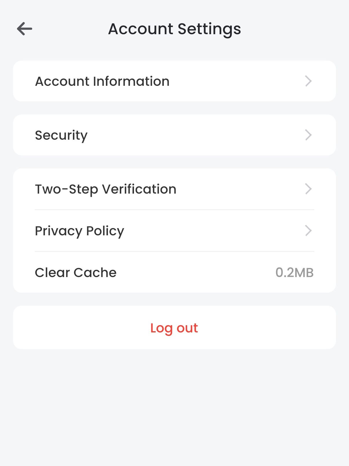 Screenshot of 'Account Settings' for the Lorex 2K Battery Video Doorbell
