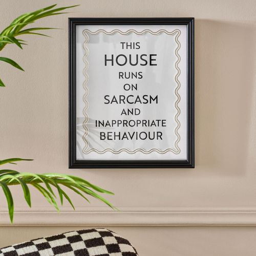 Black White This House Runs on Framed Wall Art