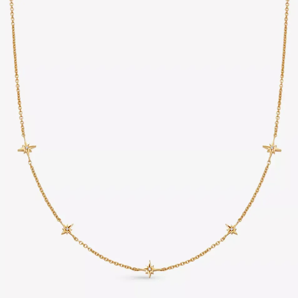 Celestial Station 18ct Yellow Gold-Plated Vermeil Sterling Silver and White Sapphire Necklace