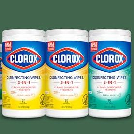 Clorox Disinfecting Wipes for Allergy Season, Bleach-Free, Multi-Surface Cleaner, Antibacterial, Fresh Scent &amp;amp; Crisp Lemon, 75 Count Each, Pack of 3