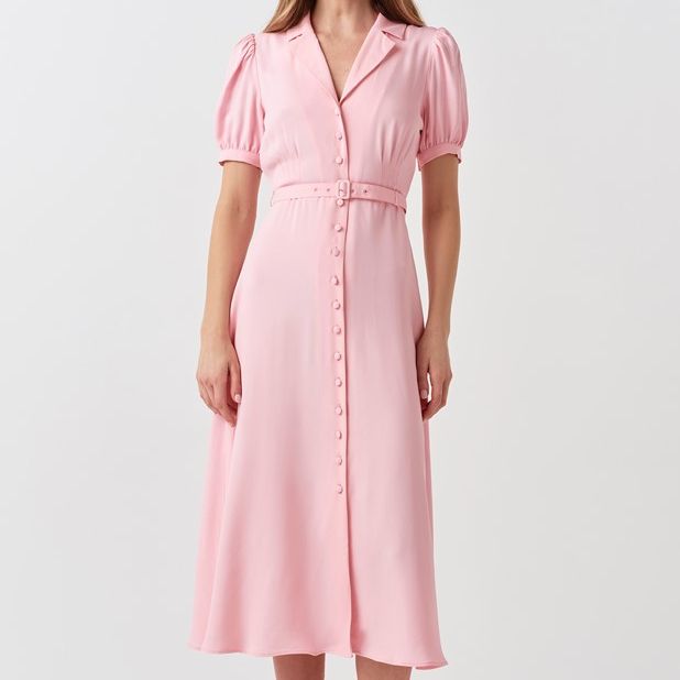 Phoebe Crepe Collared Button Down Dress