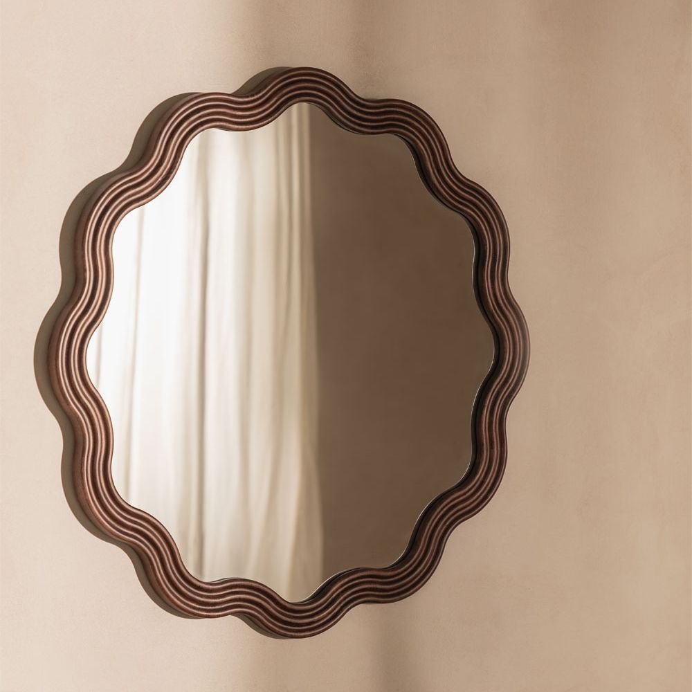 Round Wall Mirror &amp;Oslash;80 Cm in Luesia Oak Wood