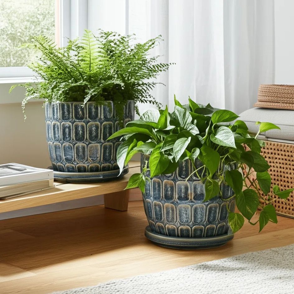 Wayfair blue ceramic planters