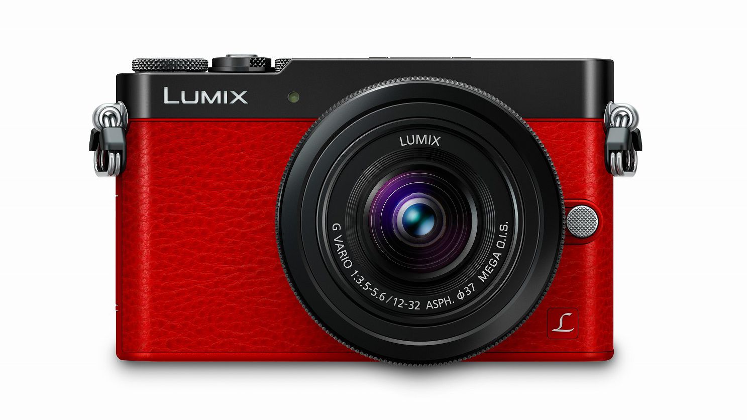 A red Panasonic GM5 on a white background