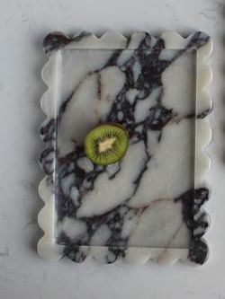 Natural Calacatta Viola Scalloped Marble Tray, Luxury Vanity Tray for Bathroom Kitchen Counter, Decorative Tray for Dresser Home Decor, Plate Holder for Tissues, Candles, Towel