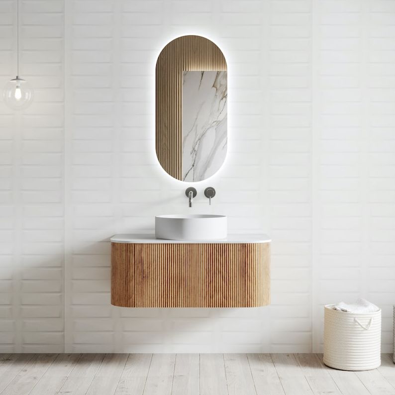 Bali Solid Wood Fluted Vanity With Side Racks - 750mm