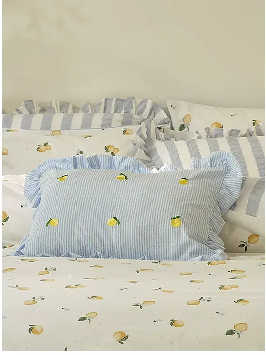 George Home, Stacey Solomon Blue &amp;amp; White Lemon Frill Cushion