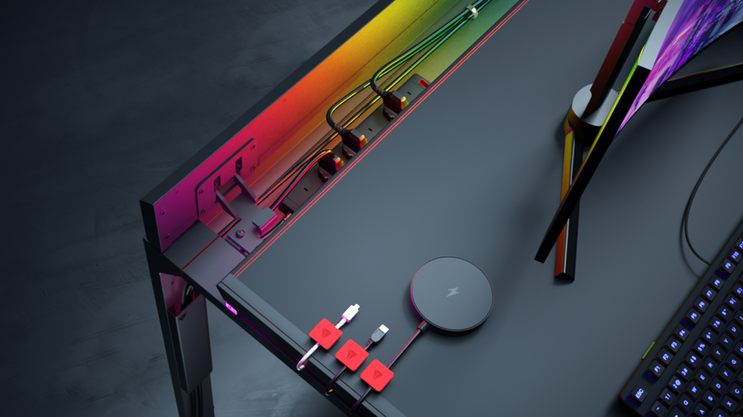 This Stainless Steel Gaming Desk Fights Messy Cables With Magnets
