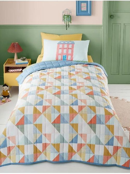 Patchwork Folk Bedspread Single