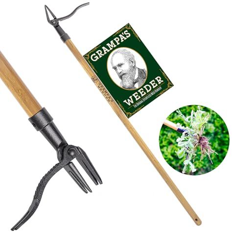 Grampa's Weeder Original Stand Up Weed Puller Tool With Bamboo Long Handle