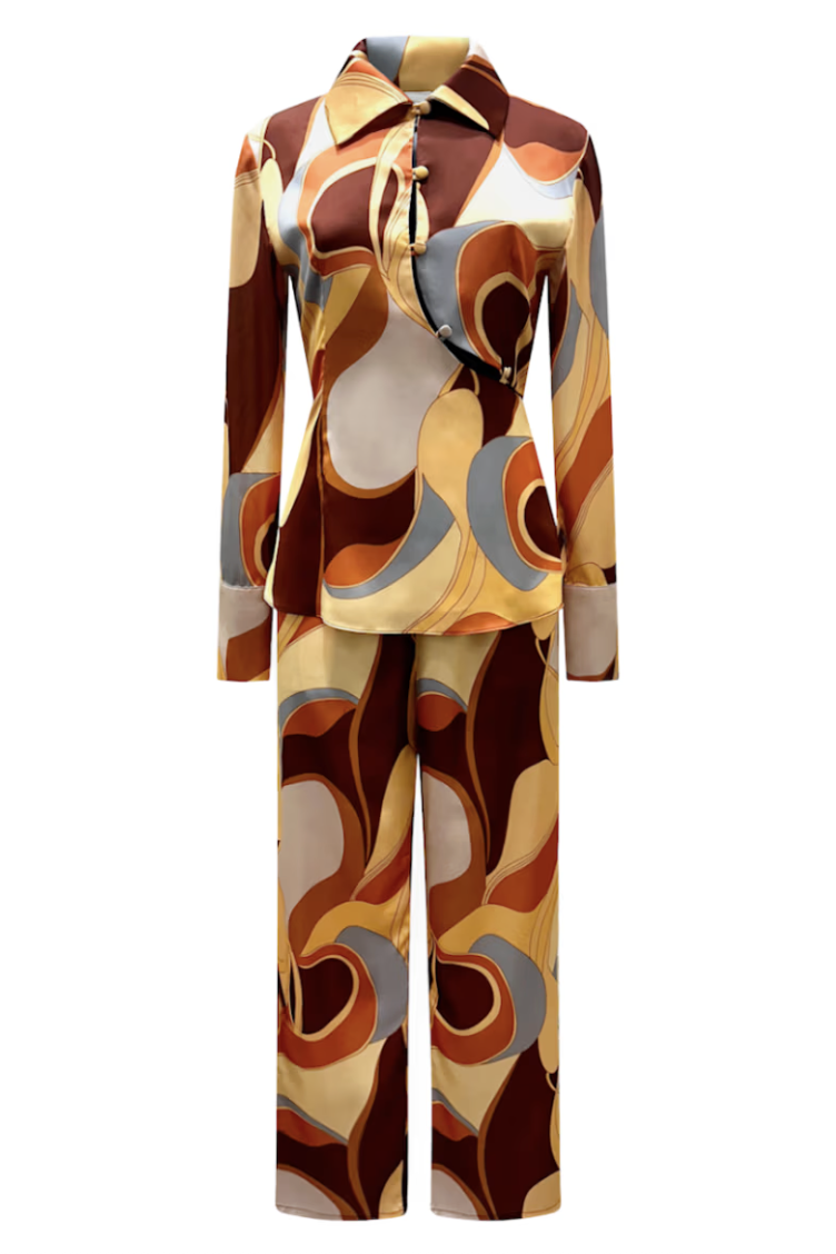 Why Mary, Retro Print Pants Suit - Marisa