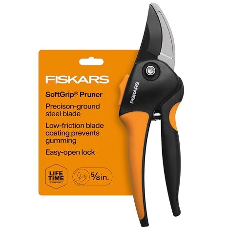 Fiskars Bypass Pruning Shears, Branch Cutter With 5/8" Cut Capacity, Garden Shears With Sharp Steel Blade, Rust Resistant, Ergonomic Pruners With Comfort Handle and Safety Lock, Gardening Hand Tools