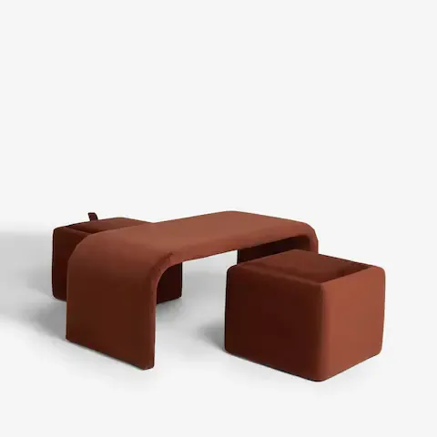 Next, Soft Velvet Rust Brown Sidney Coffee Table