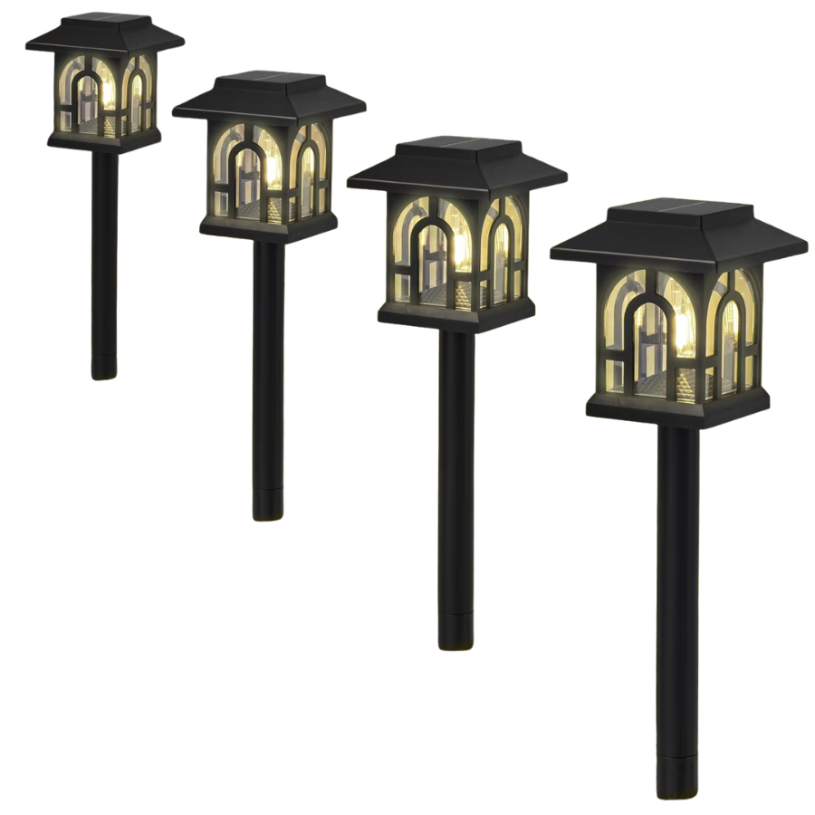 C Cattleya 6-Pack Black Solar Outdoor Path Light, 3000k Warm White Led Landscape Lights