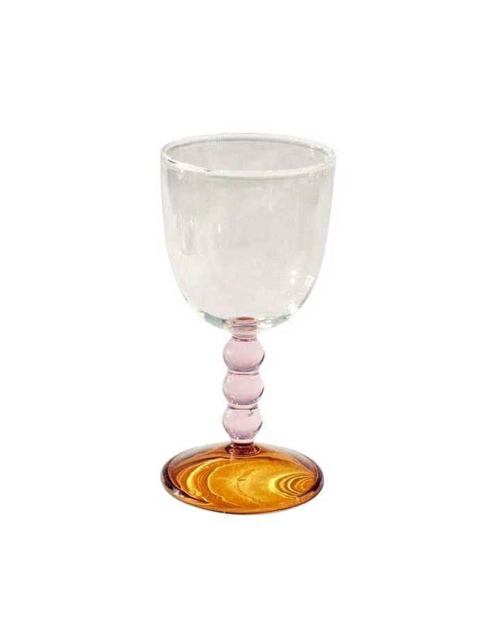 Barton Croft Hand Blown Circle Stem Wine Glass in Pink/Amber