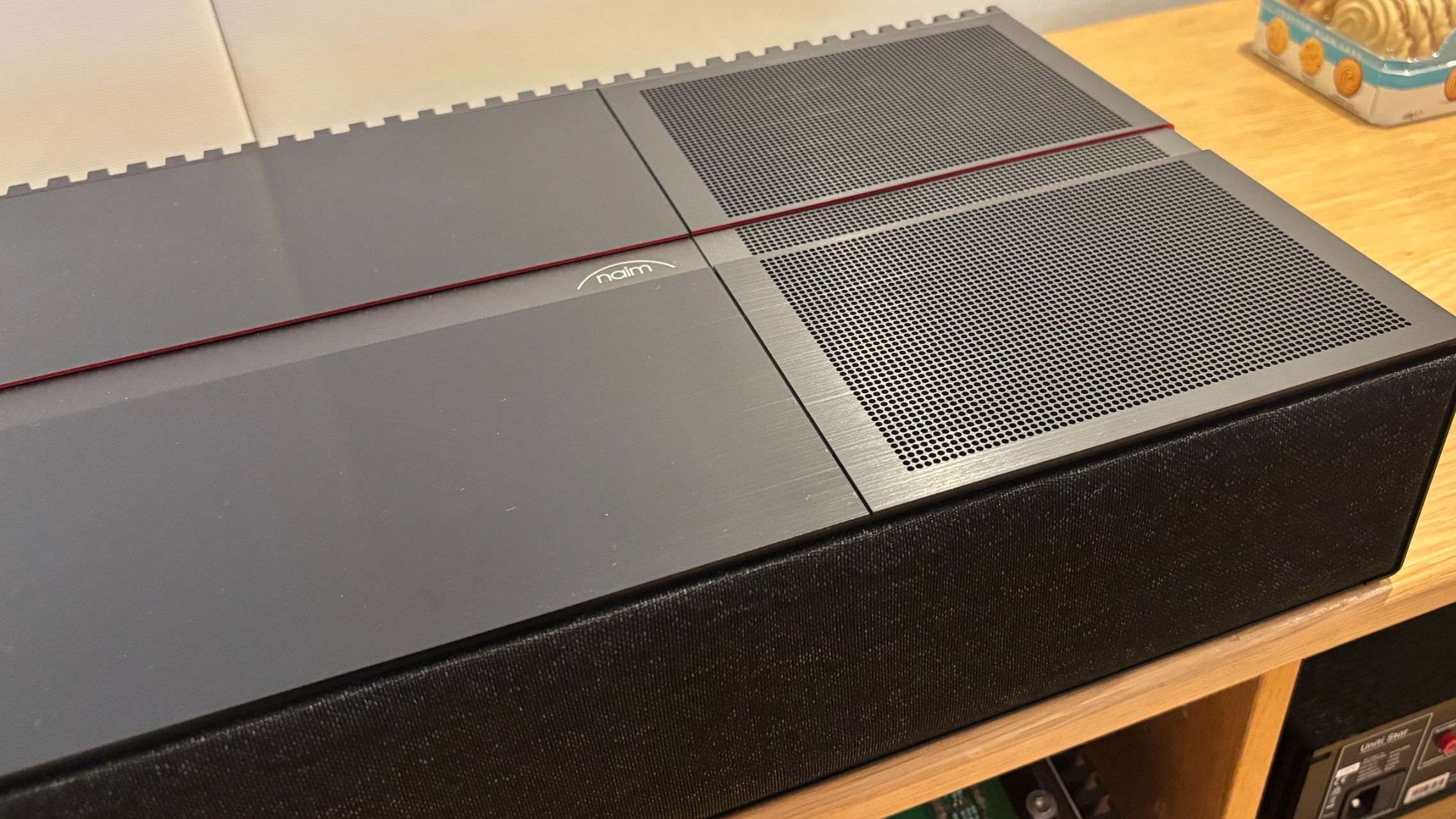 Naim Mu-so Utopia all-in-one system in black in a demo room