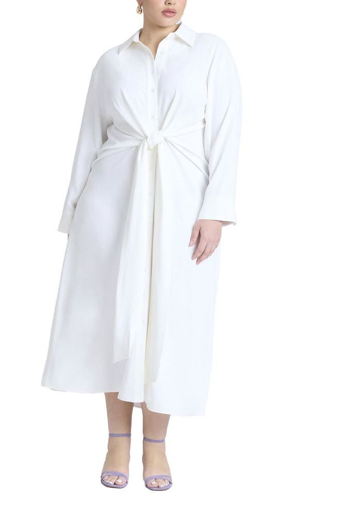 Tie Front Oversized Shirt Dress