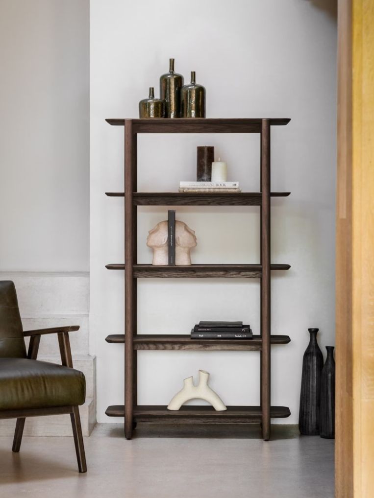 Wood Veneer Display Shelves - Tall - Smoked