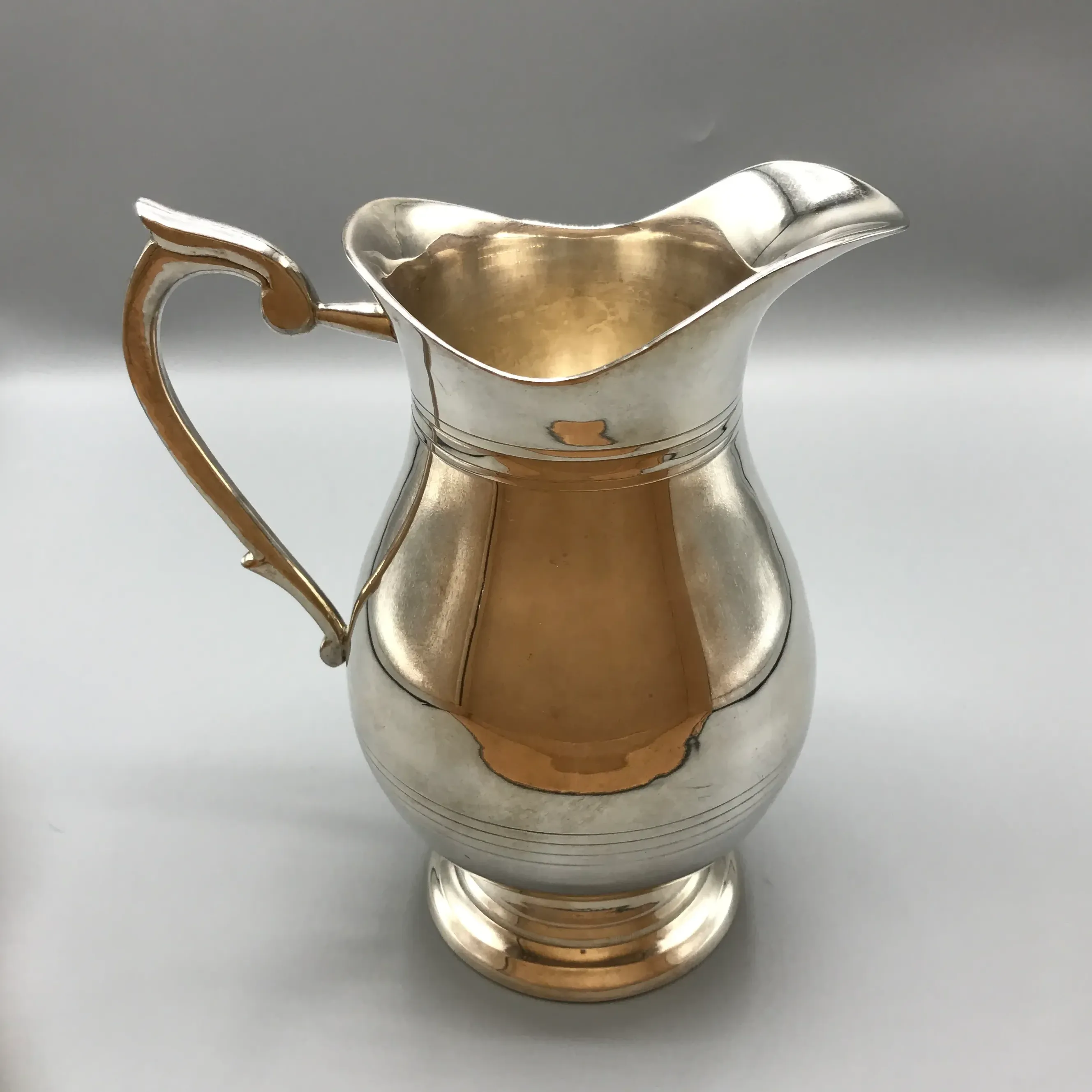 Georgian Style Silver Plated Water Pitcher With Ring Design