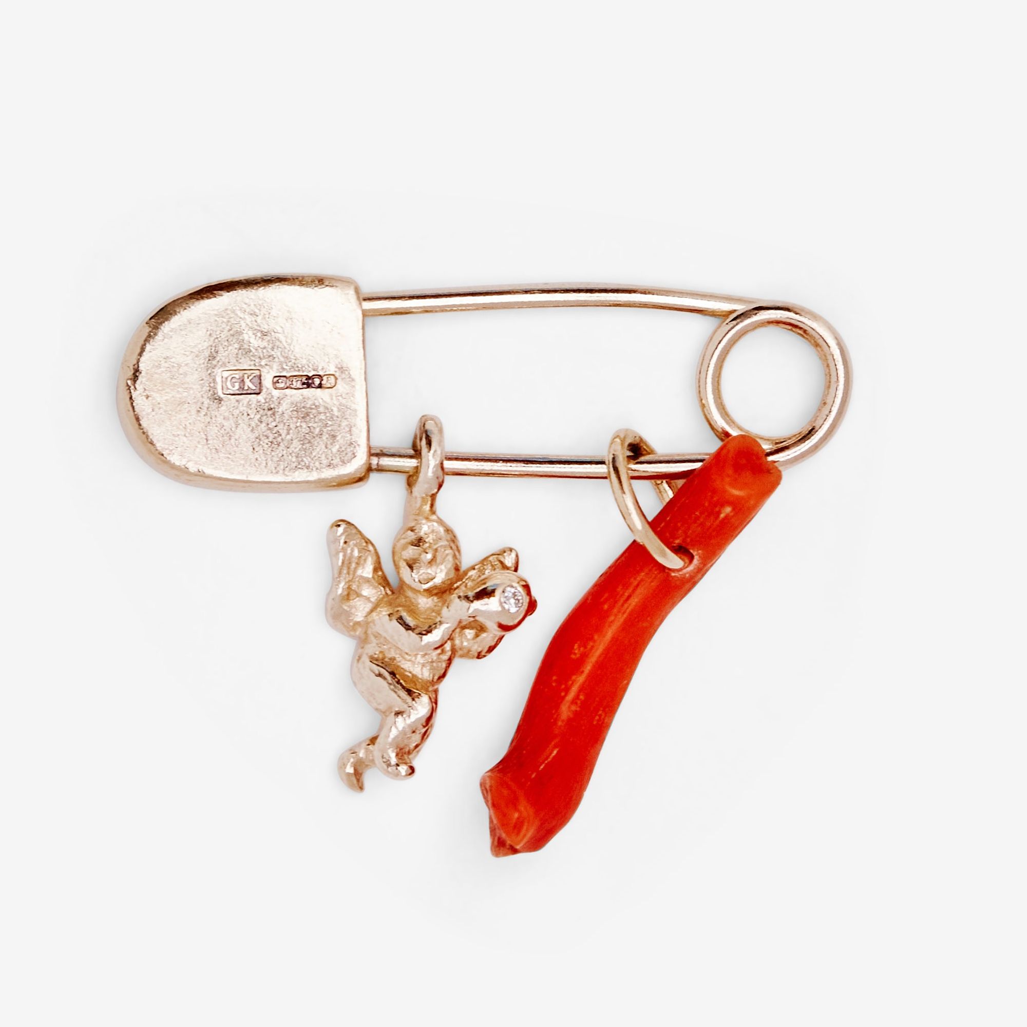 Georgia Kemball - Tiny Diamond Cherub Pin - (gold)