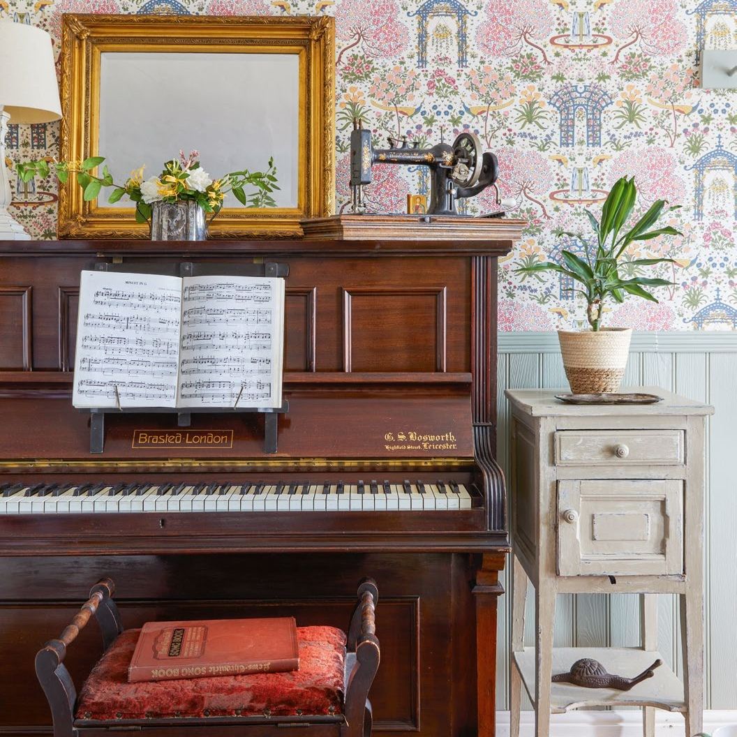 piano, the vintage sewing feature wallpaper