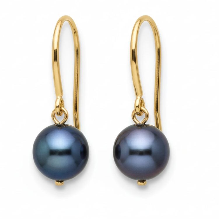 MHART Gold Black Pearl Earrings