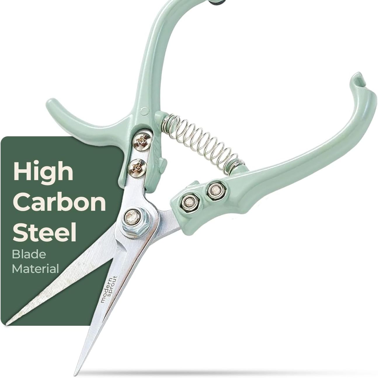 Modern Sprout Pruning Shears, Herb Snipping Scissors, Lightweight Gardening Tools W/easy Lock, Flower Cutter Garden Shears, Carbon Steel Blade + Reusable Holster (green, 1-Pack)