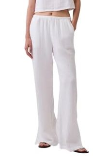 Gap Women's Pull-On Gauze Side Slit Pant, Fresh White, Medium