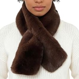 Lina &amp;amp; Lily Faux Fur Pull-Through Women's Winter Collar Scarf Neck Warmer Rectangle Fluffy (chocolate Brown)