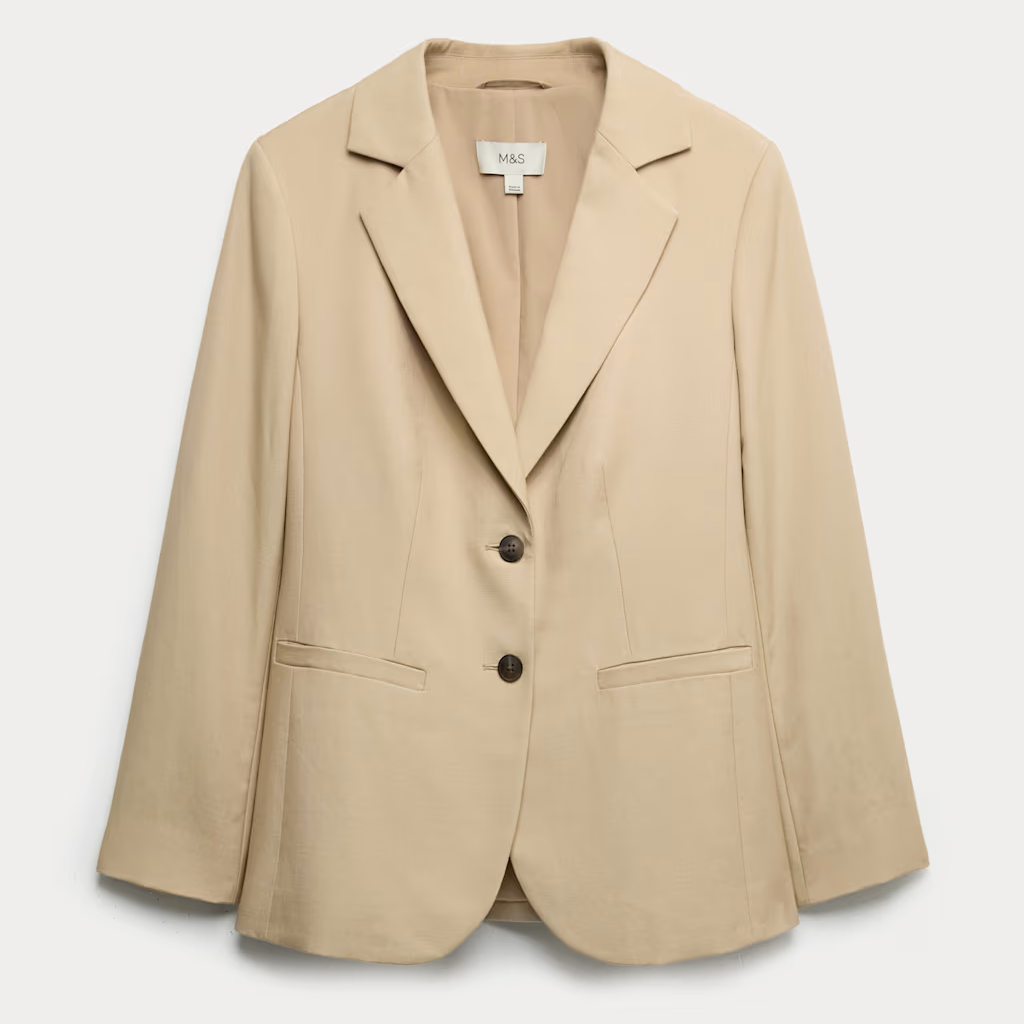 M&amp;amp;S, beige linen blazer