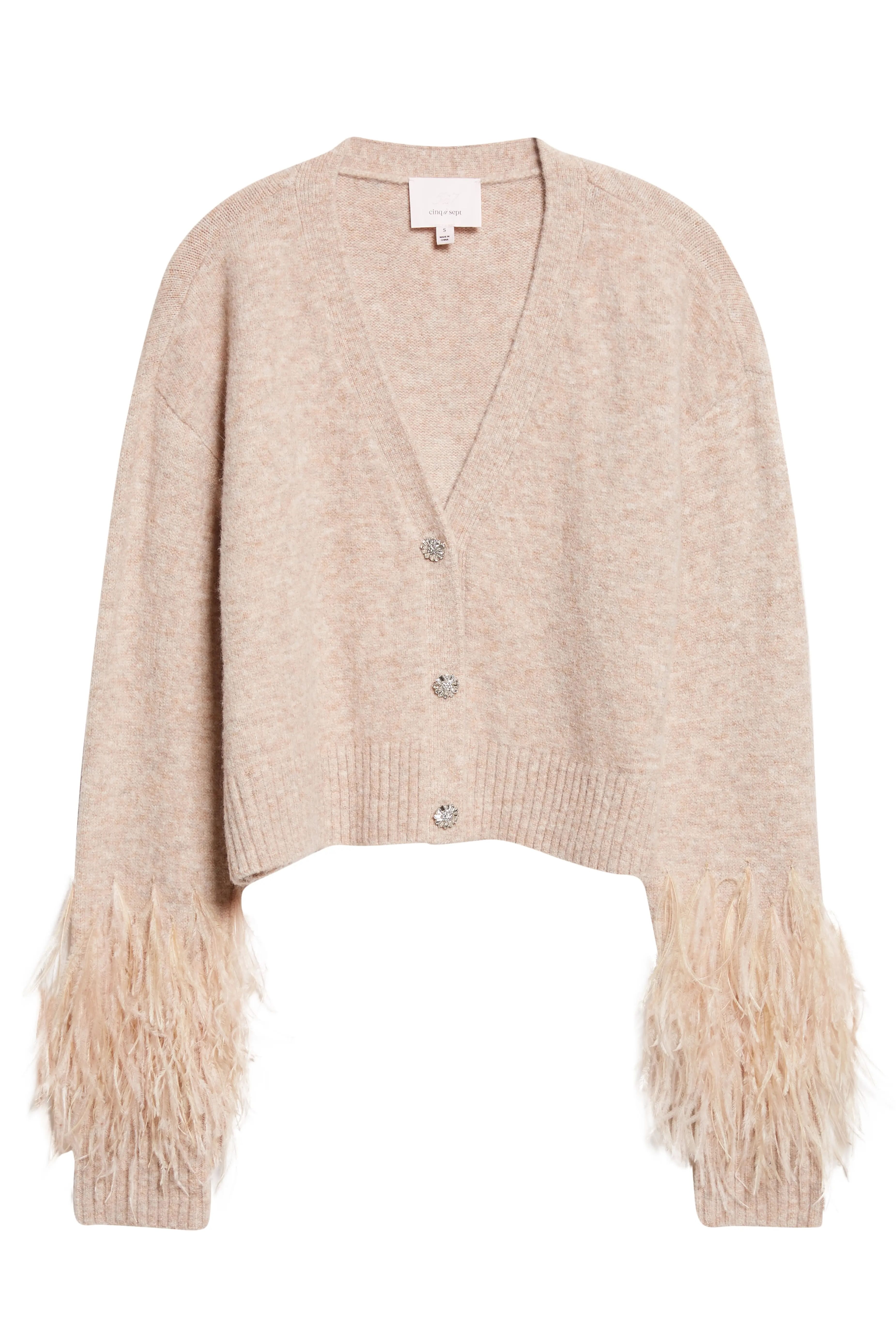 Cinq a Sept Briana Feather Trim Cardigan