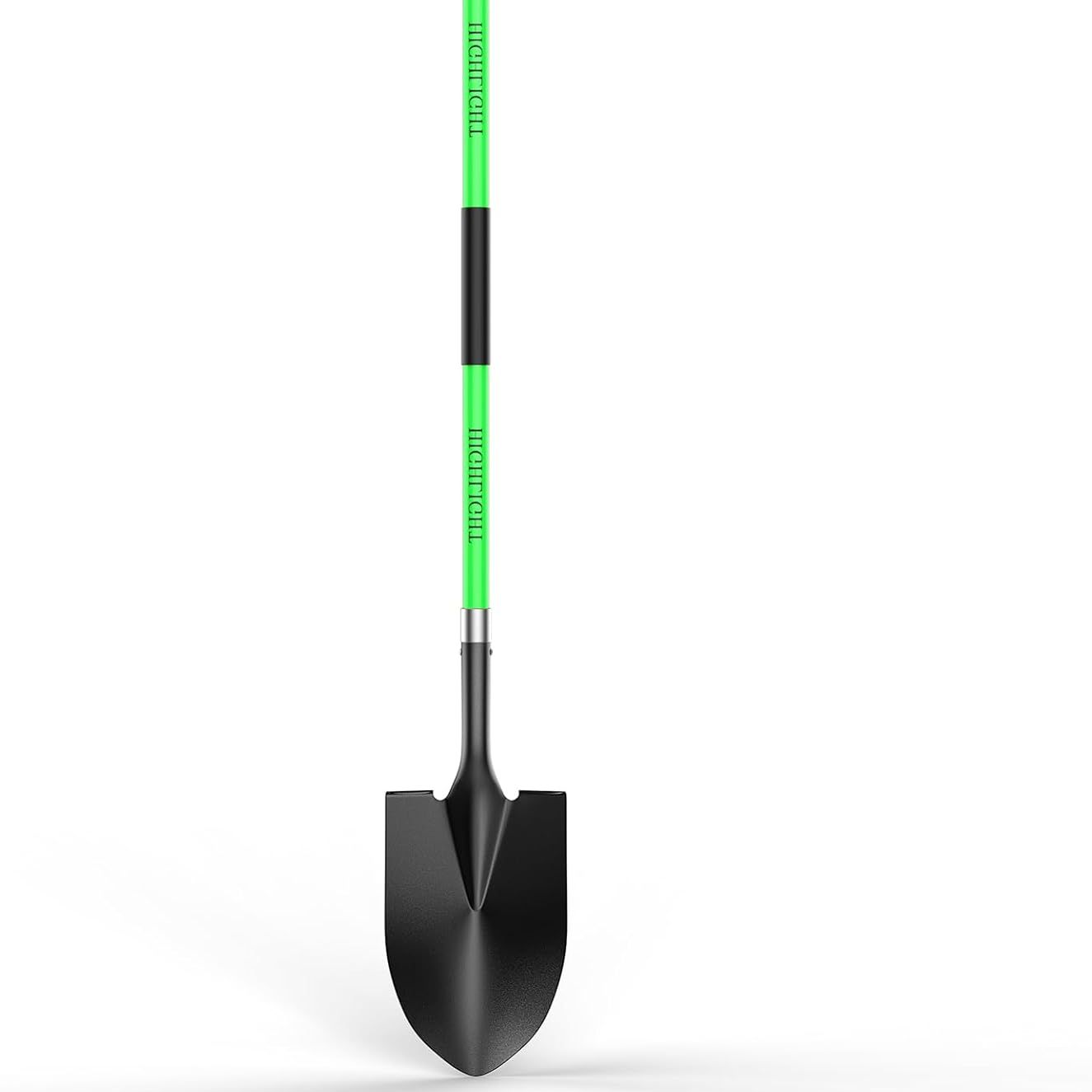 Highlight Spade, Heavy Duty Gardening Shovel, Garden Shovel 56 Inch for Digging, Round Shovel With D-Handle, for Garden,beach, Snow, Fiberglass Handel, Green