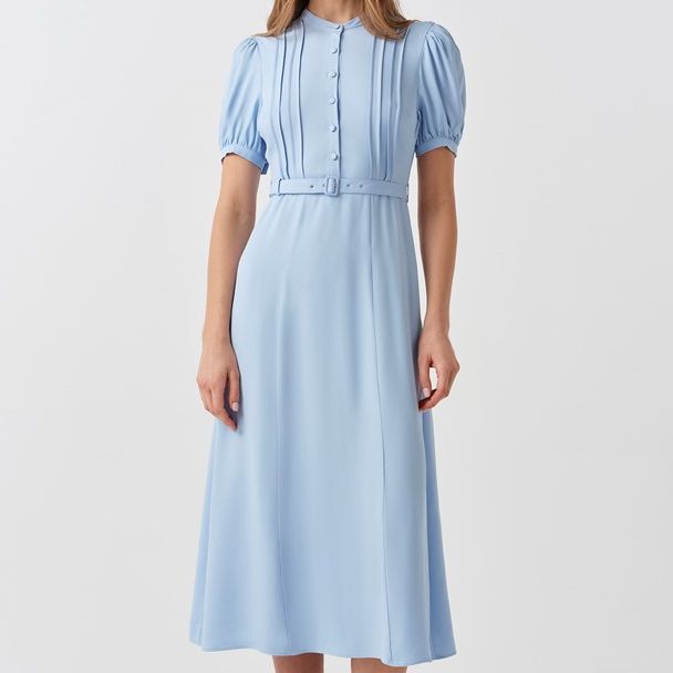 Francis Pintuck Crepe Midi Dress