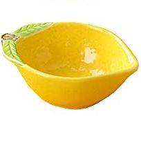 Mozacona 4pcs Ceramic Appetizer Plates Lemon Shape Side Dishes Seasoning Plates